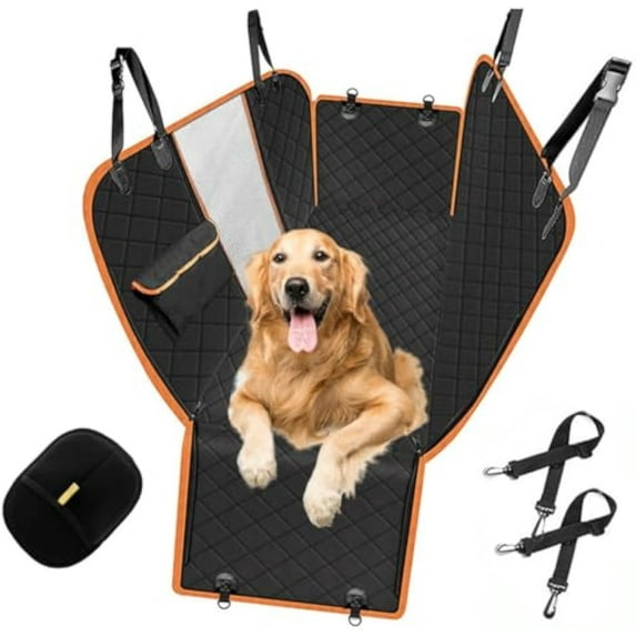 Waterproof Hard Bottom Dog Car Seat Protector, 2025 Upgraded Pet Back Seat Cover, Durable Large Rear Car Seats Protector for Cats, Scratch Proof Nonslip Travel Hammock with Anchors Machine Washable