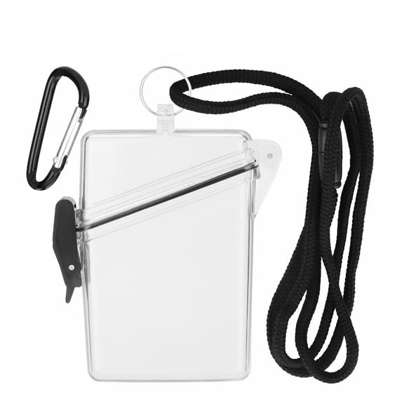 Waterproof Hard Plastic Badge Case ID Card Clear Holder Hard Plastic Safe Protector With Lanyard