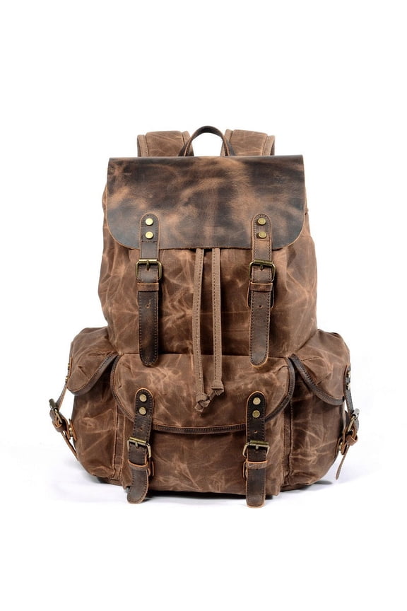 Waterproof Hard Wax Postman Backpack,Brown