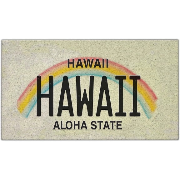 Waterproof Hawaiian Beach Doormat Aloha State Outdoor Front Porch Entrance Mat Non-Slip 16x24 Inch for Beach House Front Door