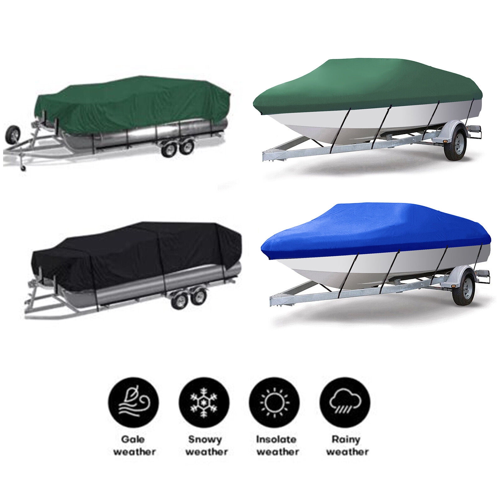 Waterproof Heavy Duty Boat Cover for Trailerable Pontoon/V-Hull Fishing ...