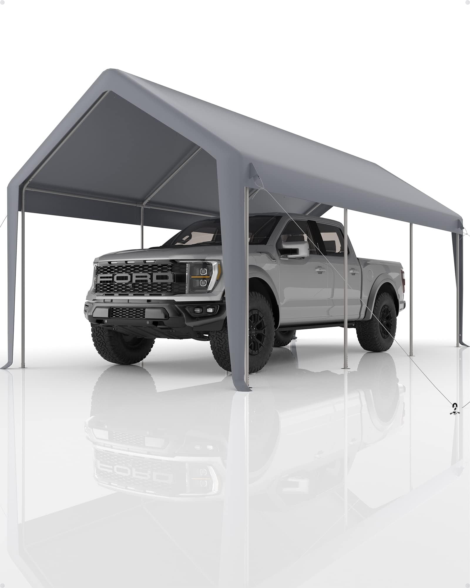 Waterproof Heavy Duty Carport Canopy, UV Resistant Multi-Use Outdoor Storage Garage Party Tent, Grey, 4x6M