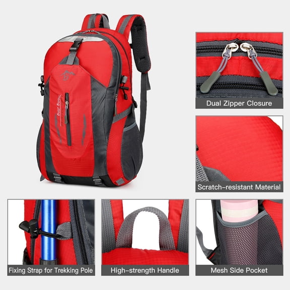 Waterproof Hiking Backpack 40L Lightweight Outdoor Trekking Daypack Travel Backpack for Men Women Black (19.7 x 13 x 1.2 inches / 50 x 33 x 3 cm)