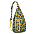 thumbnail image 1 of Waterproof Hiking Backpack Sling Bag for Women – Lightweight Crossbody with Adjustable Strap, Travel Chest Bag – Boho Sunflower & Bee Floral Design, Rustic Yellow Vintage Style, 1 of 4