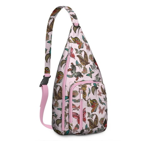 Waterproof Hiking Backpack Sling Bag for Women – Lightweight Crossbody Bag with Adjustable Strap, Multipurpose Butterfly Pattern Chest Bag for Travel & Outdoor Adventures – Aesthetic Floral Design