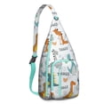 thumbnail image 1 of Waterproof Hiking Backpack Sling Bag for Women – Lightweight Crossbody Bag with Adjustable Strap, Multipurpose Chest Bag for Travel & Outdoor Adventures – Cute Dinosaur Print, Colorful & Funny Design, 1 of 4