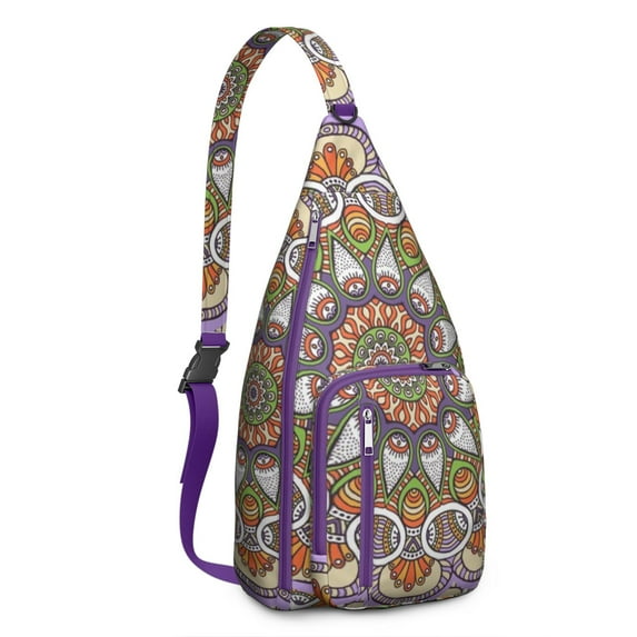 Waterproof Hiking Backpack Sling Bag for Women – Lightweight Crossbody Bag with Adjustable Strap, Multipurpose Chest Bag for Travel & Outdoor Adventures – Mandala Zen Geometric Design