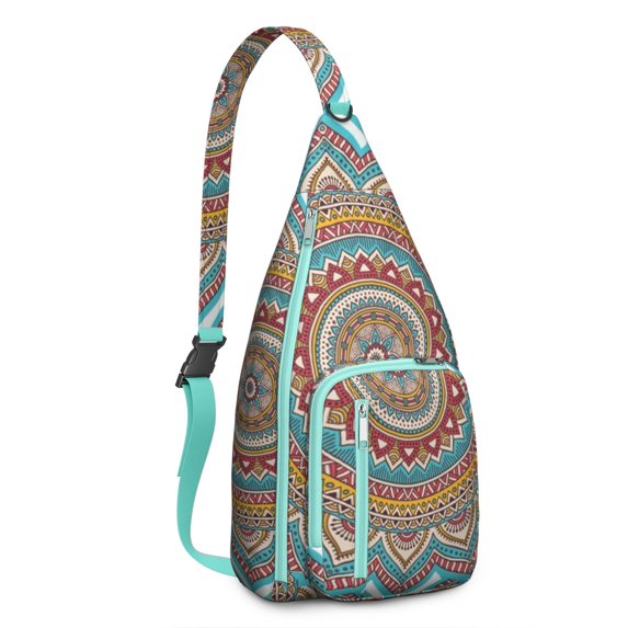 Waterproof Hiking Backpack Sling Bag for Women – Lightweight Crossbody Bag with Adjustable Strap, Multipurpose Chest Bag for Travel & Outdoor Adventures – Mandala Zen Geometric Design