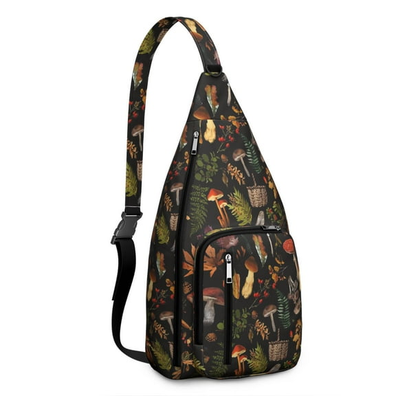 Waterproof Hiking Backpack Sling Bag for Women – Lightweight Crossbody Bags with Adjustable Strap, Multipurpose Chest Bag for Travel, Outdoor Adventures & Everyday Use – Boho Vintage Mushroom Design