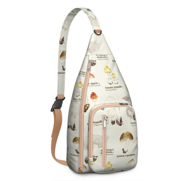 Waterproof Hiking Backpack Sling Bag for Women – Lightweight Crossbody Bags with Adjustable Strap, Multipurpose Chest Bag for Travel, Outdoor Adventures & Everyday Use – Boho Vintage Mushroom Design