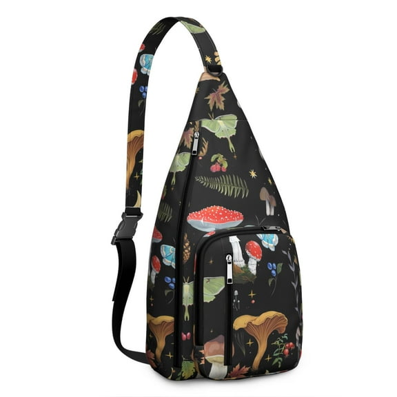 Waterproof Hiking Backpack Sling Bag for Women – Lightweight Crossbody Bags with Adjustable Strap, Multipurpose Chest Bag for Travel, Outdoor Adventures & Everyday Use – Boho Vintage Mushroom Design