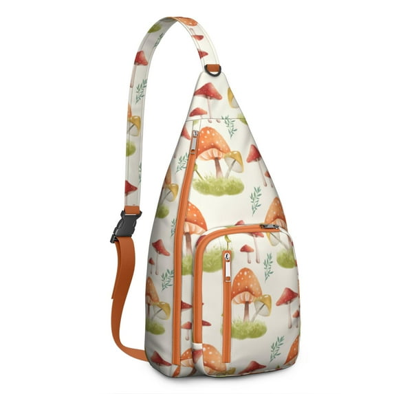 Waterproof Hiking Backpack Sling Bag for Women – Lightweight Crossbody Bags with Adjustable Strap, Multipurpose Chest Bag for Travel, Outdoor Adventures & Everyday Use – Boho Vintage Mushroom Design