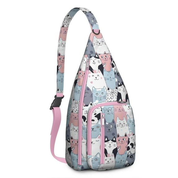 Waterproof Hiking Cat Sling Backpack for Women – Cute Pet Lover Crossbody Chest Bag with Adjustable Strap, Funny Paw Print Travel Backpack for Outdoor & Everyday Use