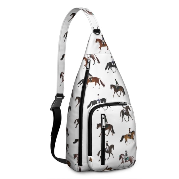 Waterproof Hiking Sling Backpack for Women – Lightweight Crossbody Bag with Adjustable Strap, Chest Bag for Travel & Outdoor Adventures – Horse Print, Retro Rainbow Design, Cute Pony Lover Bag