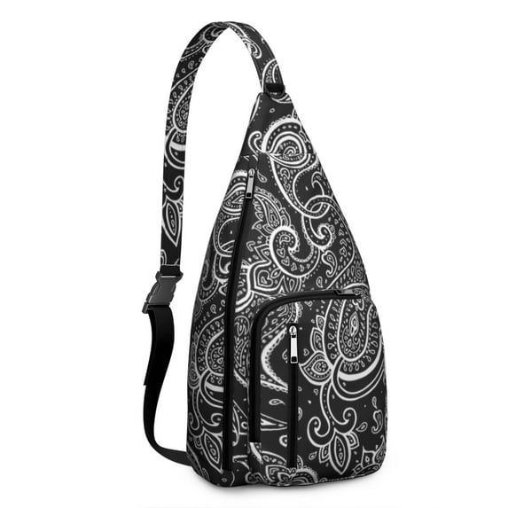 Waterproof Hiking Sling Backpack for Women – Lightweight Crossbody Bag with Adjustable Strap, Chest Bag for Travel & Outdoor Adventures – Paisley Boho Vintage Floral, Chic Retro Design