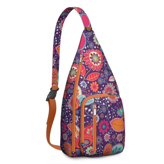 Waterproof Hiking Sling Backpack for Women – Lightweight Crossbody Bag with Adjustable Strap, Chest Bag for Travel & Outdoor Adventures – Paisley Boho Vintage Floral, Chic Retro Design
