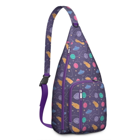 Waterproof Hiking Sling Backpack for Women – Lightweight Crossbody Bag with Adjustable Strap, Multipurpose Chest Bag for Travel & Outdoor Adventures – Galaxy Starry Night Space Design