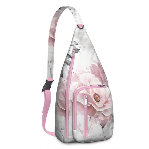 Waterproof Hiking Sling Backpack for Women – Lightweight Floral Crossbody Chest Bag with Adjustable Strap, Botanical Wildflower Travel Backpack for Outdoor & Everyday Use