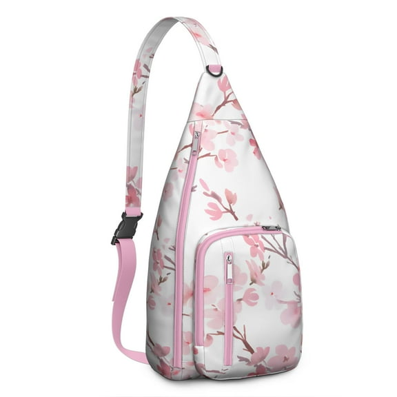 Waterproof Hiking Sling Backpack for Women – Lightweight Floral Crossbody Chest Bag with Adjustable Strap, Botanical Wildflower Travel Backpack for Outdoor & Everyday Use