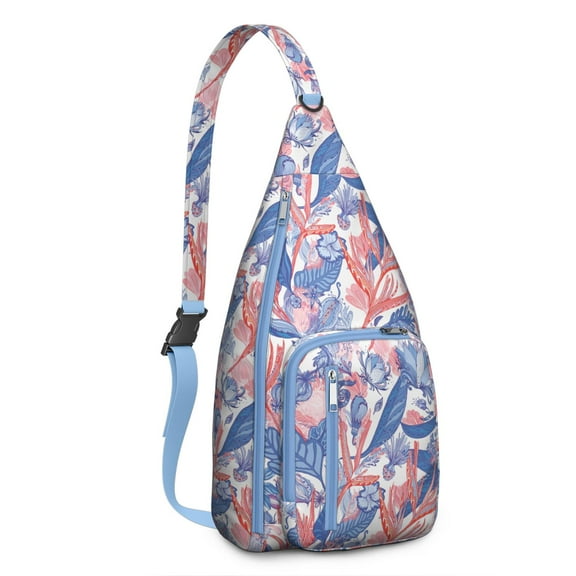Waterproof Hiking Sling Backpack for Women – Lightweight Floral Crossbody Chest Bag with Adjustable Strap, Botanical Wildflower Travel Backpack for Outdoor & Everyday Use