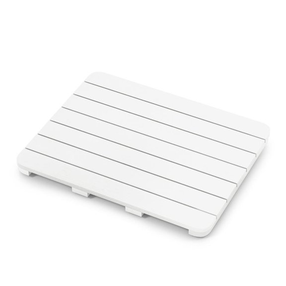 Waterproof Hips Bath Spa Shower Mat, Non Slip Foot Pads, Slatted Draining Design, White