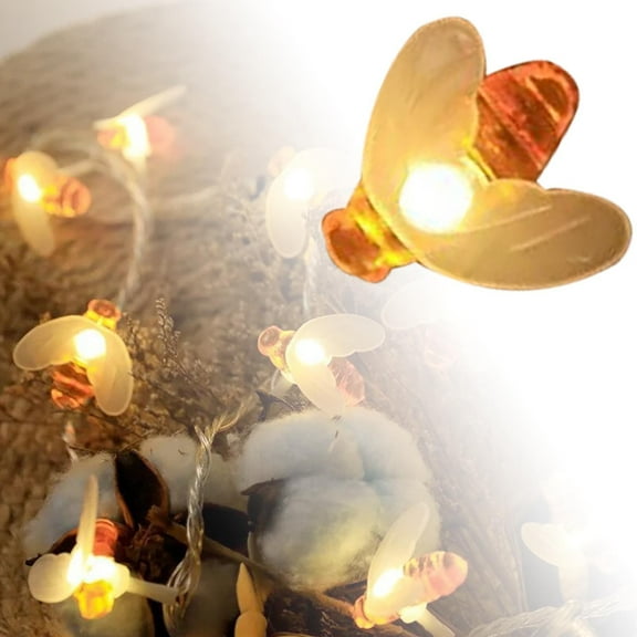 Waterproof Honeybee Fairy Lights Battery Operated - 32Ft 80 LED Bee String Lights for Outdoor Garden, Wedding, Party, Patio, and Christmas Indoor Decoration