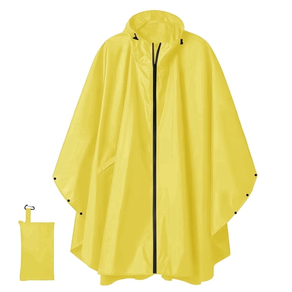 Waterproof Hooded Rain Poncho for Adults - Lightweight Rip-Stop Polyester, Reusable, with Pocket and Grommets - Emergency Rain Jacket for Outdoor Travel Camping