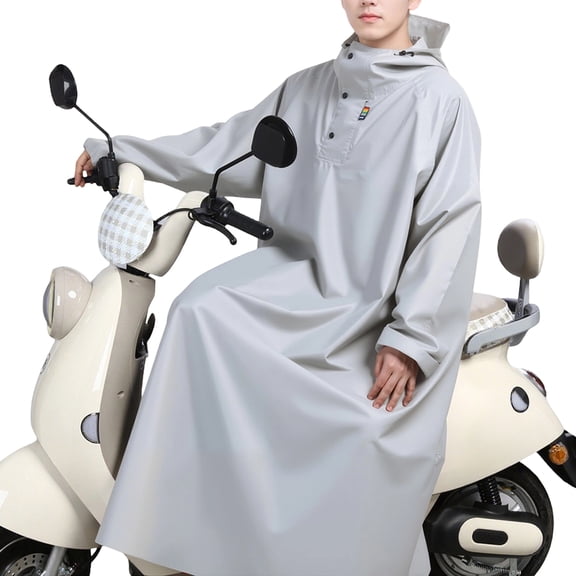 Waterproof Hooded Rain Poncho Raincoat For Motorcycle Electric Bike Riding Camping Hiking Full Coverage Reflective