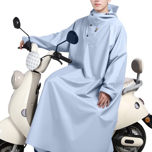 Waterproof Hooded Rain Poncho Raincoat For Motorcycle Electric Bike Riding Camping Hiking Full Coverage Reflective
