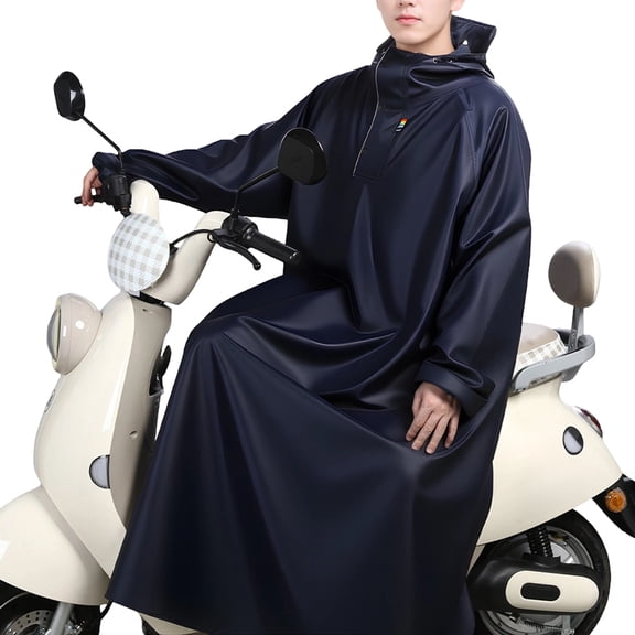 Waterproof Hooded Rain Poncho Raincoat For Motorcycle Electric Bike Riding Camping Hiking Full Coverage Reflective