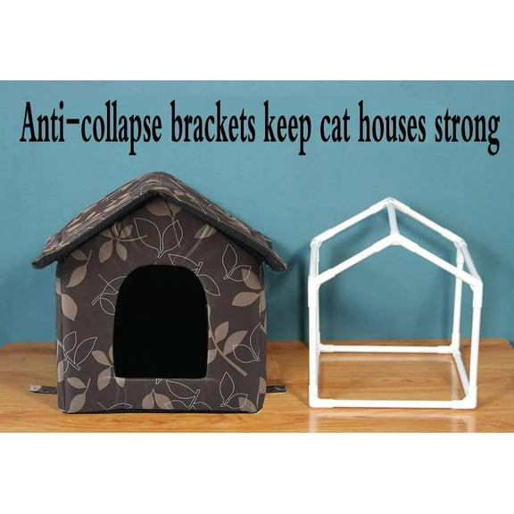 Foldable Outdoor  House for Pets - Waterproof Shelter for Cats, Dogs, and Feral Animals (Medium, Brown)