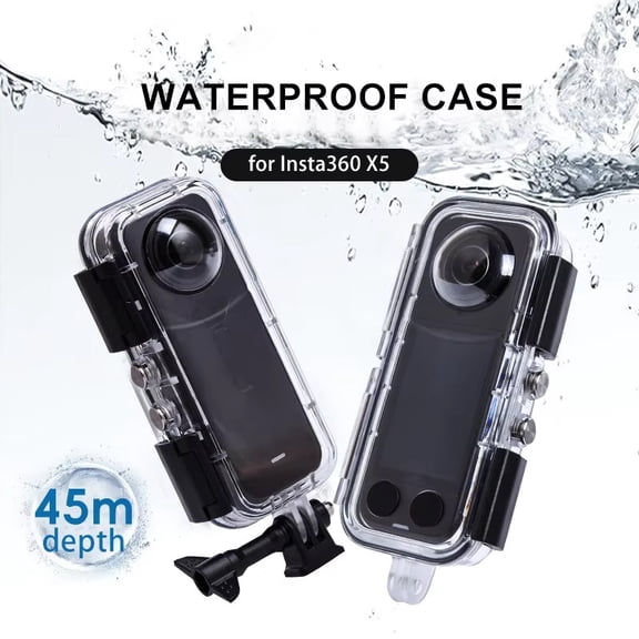 Waterproof Housing Case Compatible with Insta360 X5 Action Camera, 45M/148FT Underwater Protective Shell with High Transparent Tempered Glass Lens & Mount Bracket