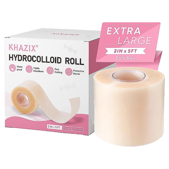 Waterproof Hydrocolloid Gel Tape Roll, Invisible Skin Protection Barrier for Spot Care (2 in. x 5 ft.)