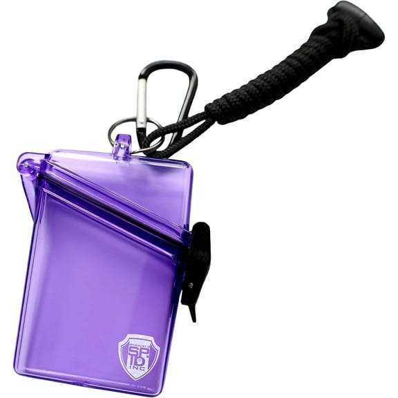 Waterproof ID Badge Holder with Lanyard & Clip - Money Holder for Swimming, Beach or Cruise - Clear Hard Plastic Water Proof Case for Key, Credit Cards & Travel Witz + Specialist ID (Purple)