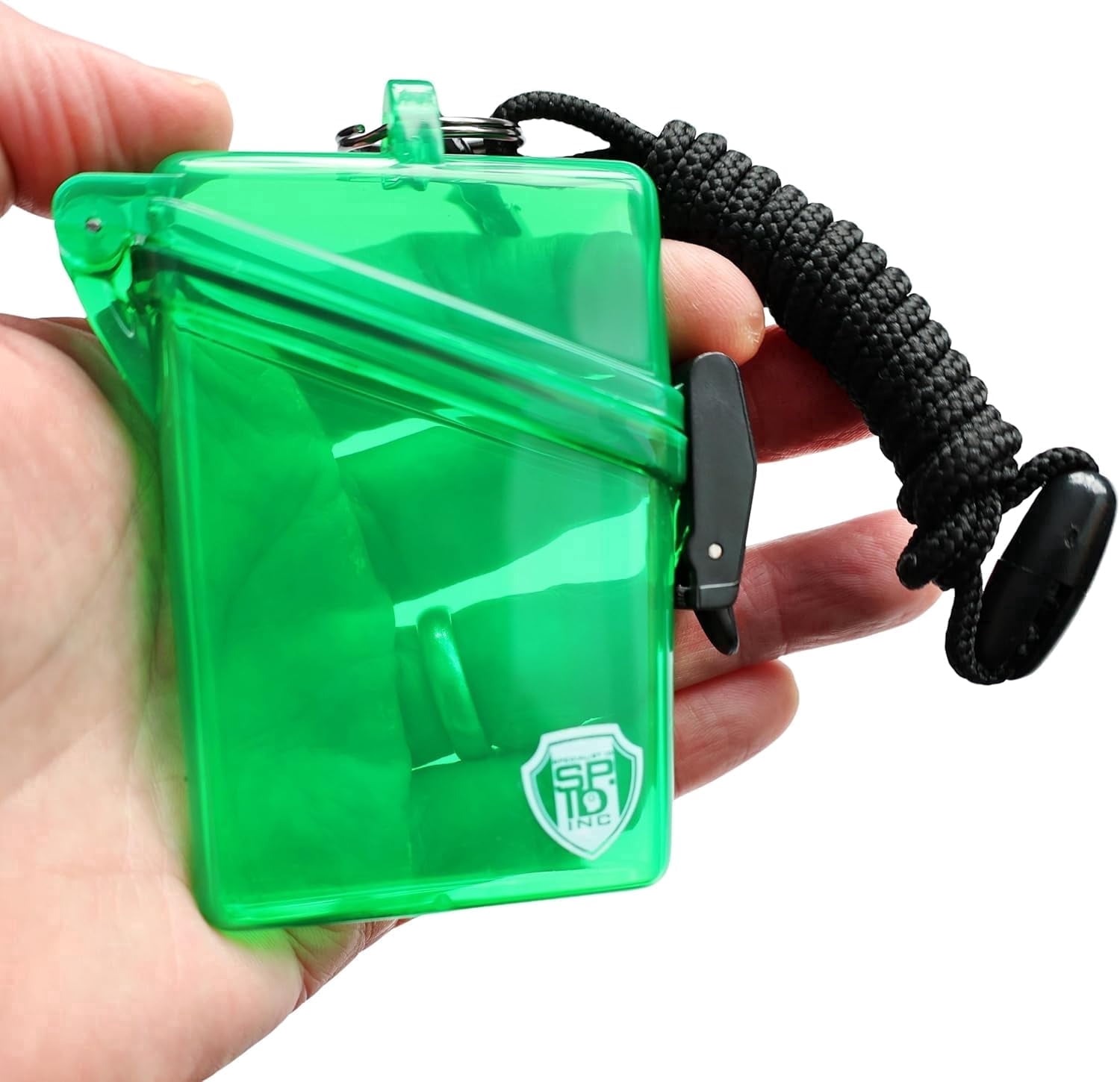 Waterproof ID Badge Holder with Lanyard & Clip - Money Holder for Swimming, Beach or Cruise - Clear Hard Plastic Water Proof Case for Key, Credit Cards & Travel by Specialist ID (Green)