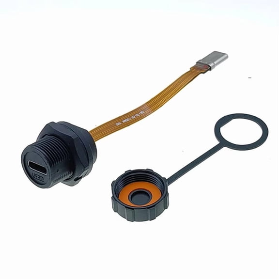 Waterproof IP67 IP68 Type C Female to Male PFC Flat Cable 3.1 Threaded Type-C