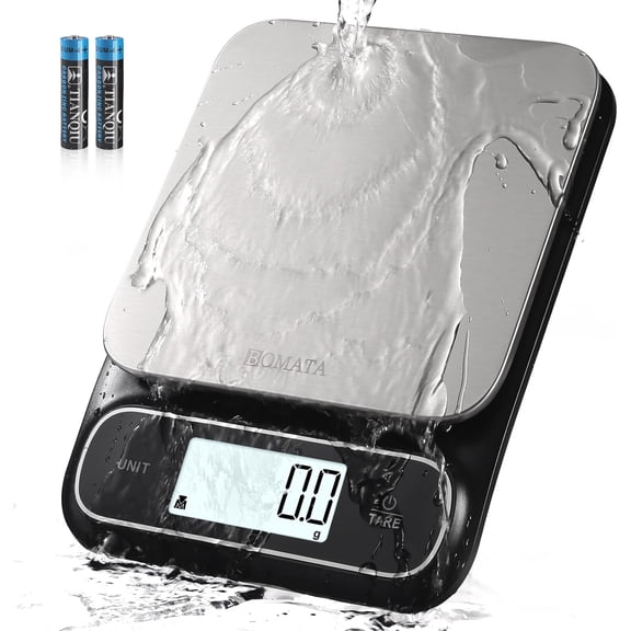 Waterproof IPX6 Kitchen Scale, 0.1 g/0.01 oz High Precision, 5 kg/11 lbs, Digital Scale with Backlight, Stainless Steel Weighing Platform, for Food, Cooking, Baking, Weight Loss.. B619, Grey
