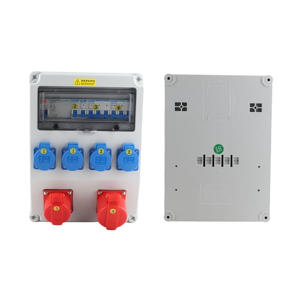 Waterproof Industrial Power Distribution Socket Box 2-Core 220-250V and 5-Core 380-415V Outlets C16 C32 Circuit Breaker Heavy-Duty Electrical Box (16.9 x 12.6 x 9.8 in / 43 x 32 x 25 cm)