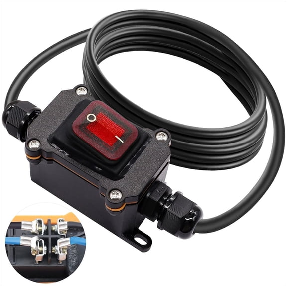 Waterproof Inline Switch 12V DC 20A 4Pin 2 Position on/Off Toggle Switch with 14 AWG Wire Outdoor Inline Cord Switch