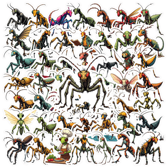 Waterproof Insect Stickers Vinyl Cartoon Stickers Colorful Fun Stickers for Notebooks Phones Luggage