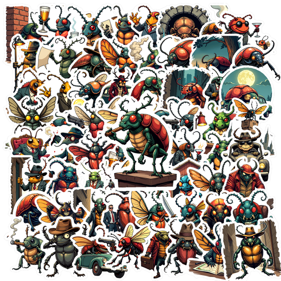 Waterproof Insect Stickers Vinyl Detective Style Decorative Stickers for Laptops Notebooks DIY Instruments