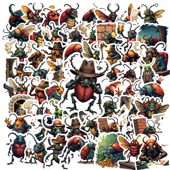 Waterproof Insect Stickers Vinyl Detective Style Decorative Stickers for Laptops Notebooks DIY Instruments