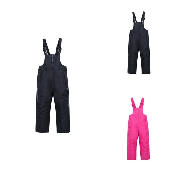 Waterproof Insulated Kids Ski Snow Bib Pants – Solid Color Warm Breathable Winter Snow Overalls for Boys and Girls