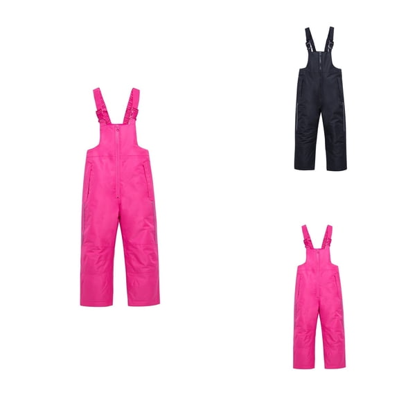 Waterproof Insulated Kids Ski Snow Bib Pants – Solid Color Warm Breathable Winter Snow Overalls for Boys and Girls