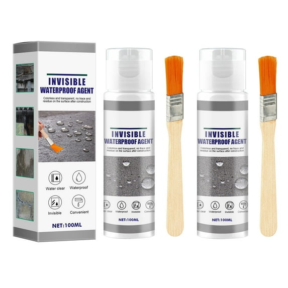 Waterproof Insulating Sealant Emulsion Transparent Leakproof Coating Agent Quick-Drying Anti-Cracking For Home Exterior Roof Wall Window Sill Toilet 2-Pack 100Ml With Brushes High