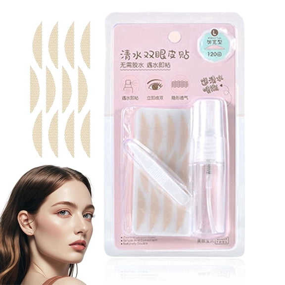 Waterproof Invisible Double Eyelid Tape, 120 Pcs Natural Fiber Eye Lift Strips for Droopy Hooded Eyes