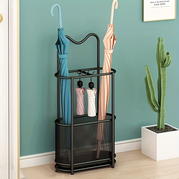 Waterproof Iron Umbrella Stand - Contemporary Large Capacity - Sturdy Storage Rack for Multiple Umbrellas - Short & Long Handles - Home & Office Entrance