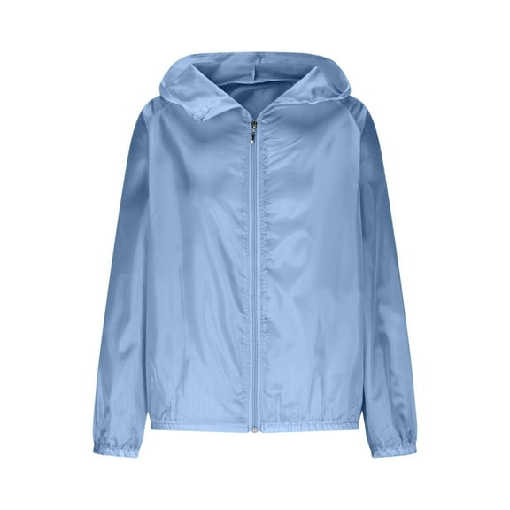 Waterproof Jacket Lightweight for Women Rain Coats Packable Womens Jacket Windbreaker Breathable Raincoat Ladies Functional Jacket with Hood Waterproof Women Lightweight Softshell Jacket Blue L