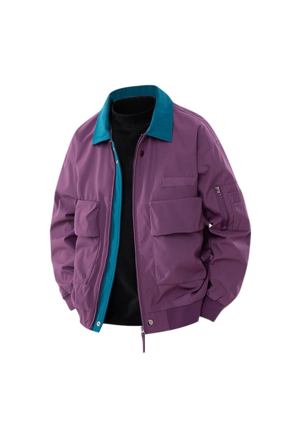 Waterproof Jacket for Men Patchwork Color Long Sleeved Zipper Windproof Softshell Workwear Jackets,Fall Winter Lightweight Warm Windbreaker Outdoor Hiking Climbing Fishing Coat with Pockets