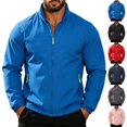 thumbnail image 1 of Waterproof Jacket for Men Stand Collar Lightweight Sports Jacket Full Zip Windproof Waterproof Outdoor Hiking Coat with Pockets for Daily Travel Running Workout L, 1 of 9
